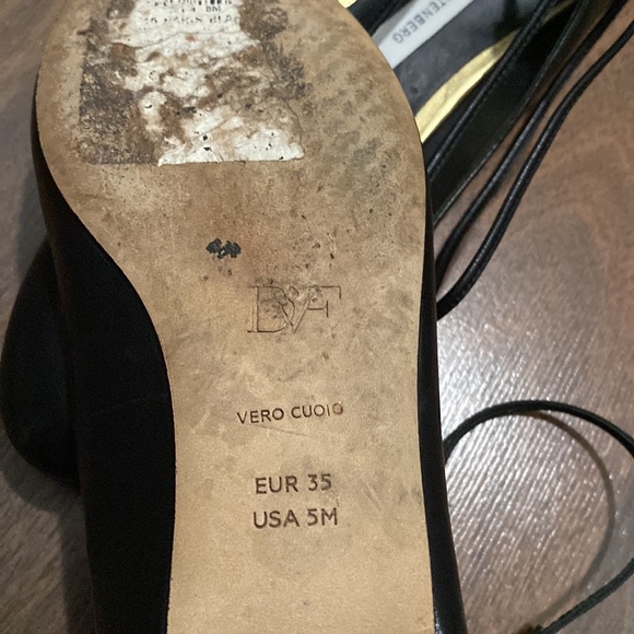 Diane Von Furstenberg Black Straps Tie Flats Shoes Size 5M - Picture 7 of 11